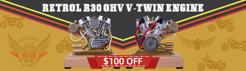 RETROL R30 4.2CC Mini V2 Engine OHV V-Twin Motorcycle Engine Twin-cylinder Four-stroke Gasoline Engine Internal Combustion Engine Model
