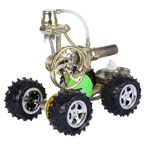 Hot Air Single Cylinder Stirling Engine Thermal Power Hybrid Car Model with LED Light
