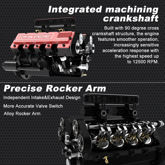 TOYAN V8 Engine FS-V800 28cc Engine Model Kit with Supercharger Accessories That Works
