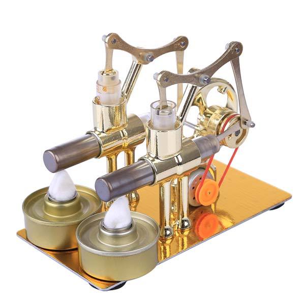 2 Cylinder Stirling Engine Electricity Generator with Bulb Stirling Engine Motor Model - Enginediy - enginediy