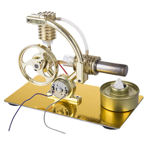 Stirling Engine L-Shape Single Cylinder Stirling Engine Generator Model with Big Bulb - enginediy
