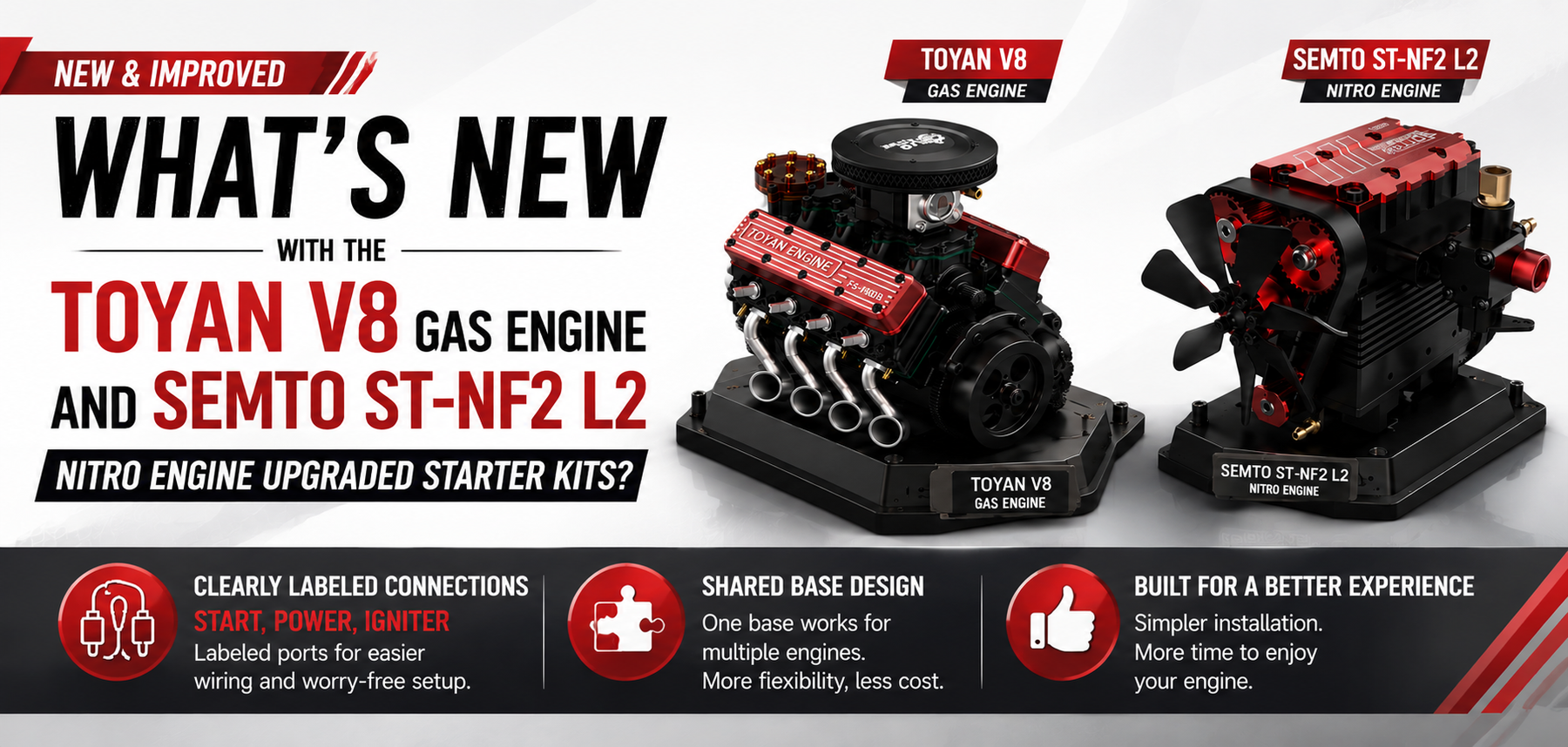 What’s New with the TOYAN V8 and SEMTO ST-NF2 L2 Nitro Engine Upgraded Starter Kits?