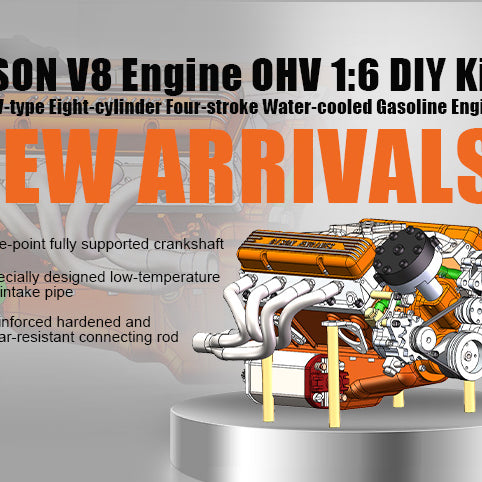 CISON V8 Engine 1:6 DIY Kit 44cc V-type Eight-cylinder Four-stroke Water-cooled Gasoline Engine | EngineDIY