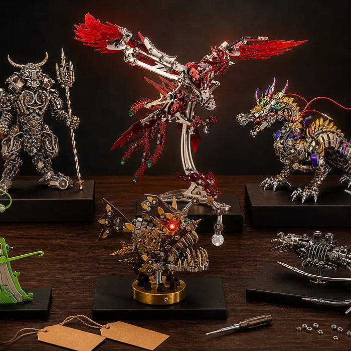 Chinese dragon metal assembly model displayed in a premium gift box with DIY tools and parts