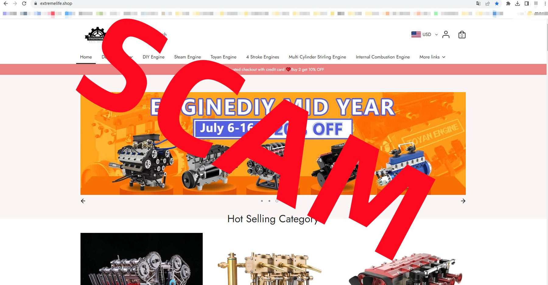 Enginediy & Enginediyshop Statement to Fraudulent Website