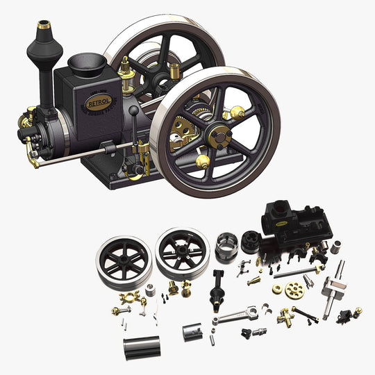 RETROL HM-01 7cc Antique Hit and Miss Engine 4-stroke Stationary Engine Horizontal IC Engine Model That Works