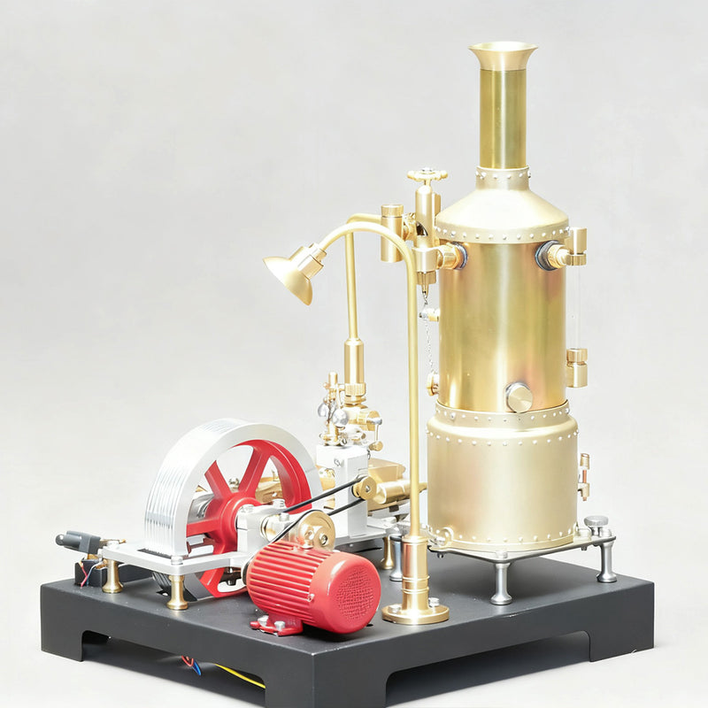 retrol se-03 working stationary mill steam engine model kit with boiler, generator and lamp stand 