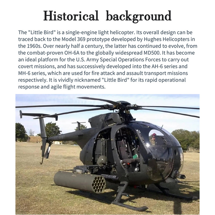 FLISHRC FL500 AH-6 Little Bird 500-Class 2.4G 6CH Scale RC Helicopter Model with L7 Flight Controller and 4-Mode Positioning GPS RTF