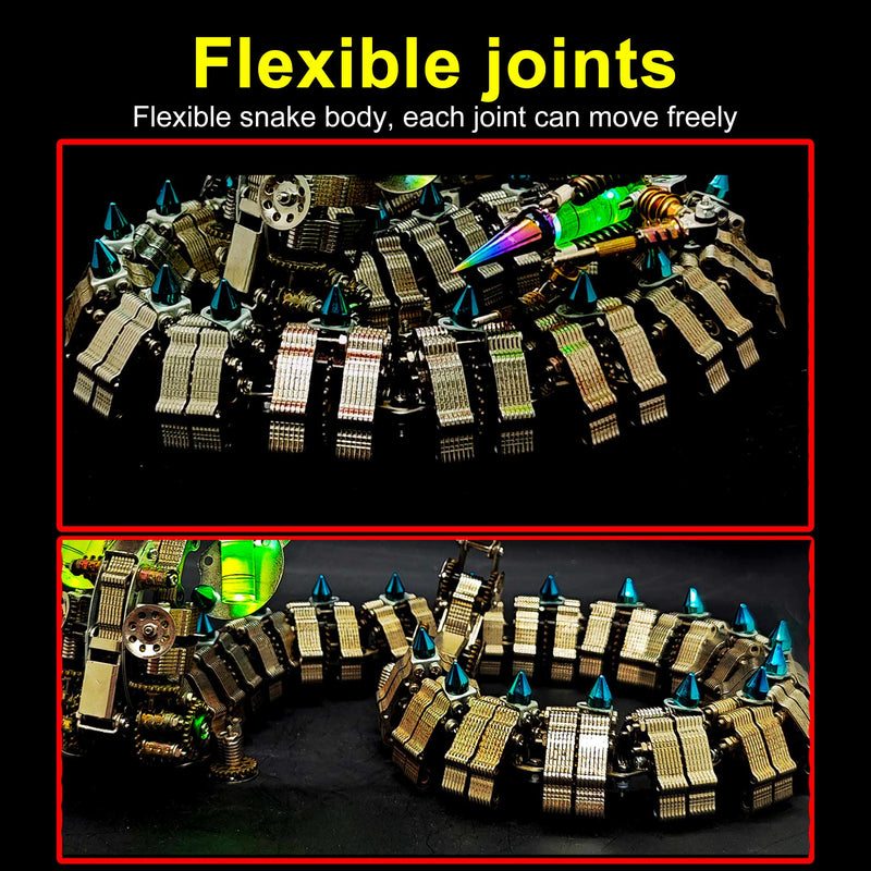 3D Metal DIY Mechanical Cobra Snake Model Realistic Mechanical Kit Creative Gift 1000PCS+ - EngineDIY