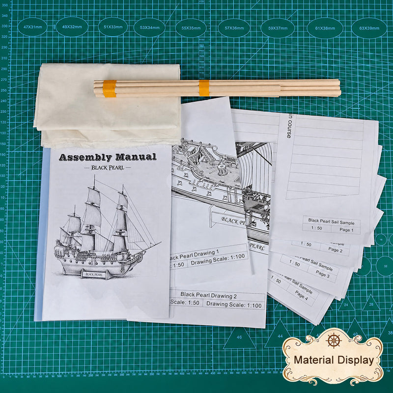 1/50 scale black pearl wooden pirate ship model kit