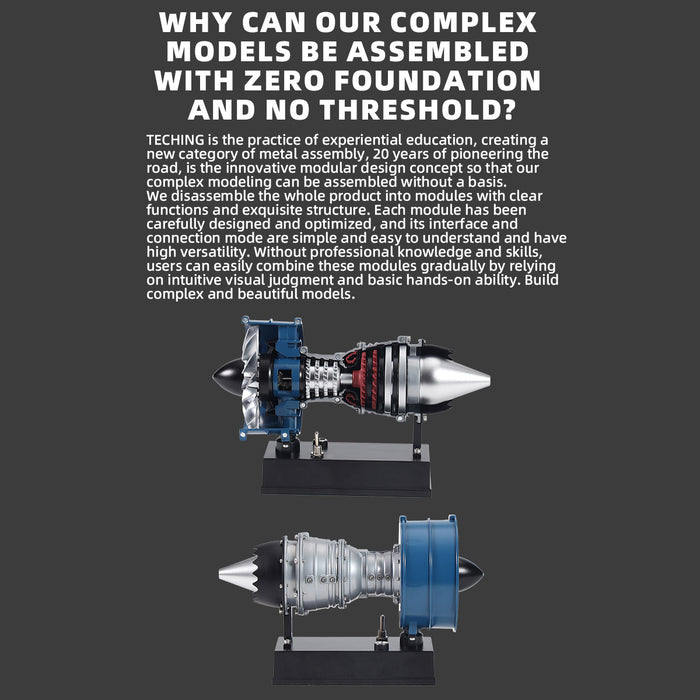 teching mini turbofan engine kit that works - diy metal electric jet engine with visible mechanics for stem education 