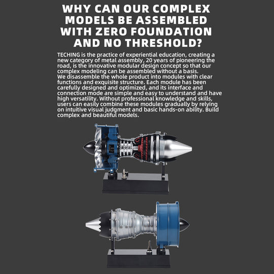teching mini turbofan engine kit that works - diy metal electric jet engine with visible mechanics for stem education 