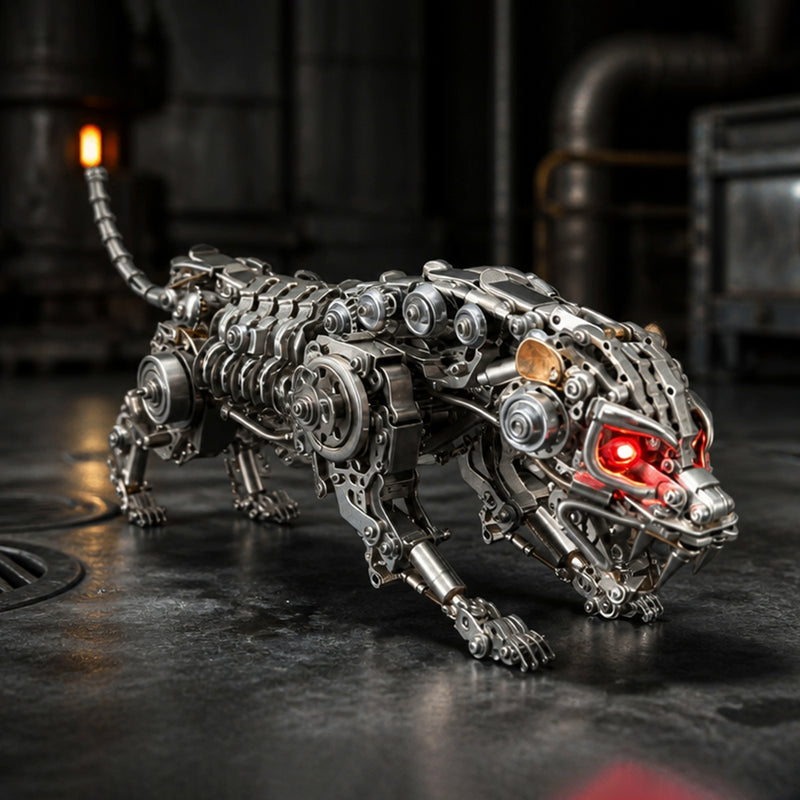 3d metal mechanical leopard diy assembly model kit, steampunk industrial design for desktop display-1000+pcs