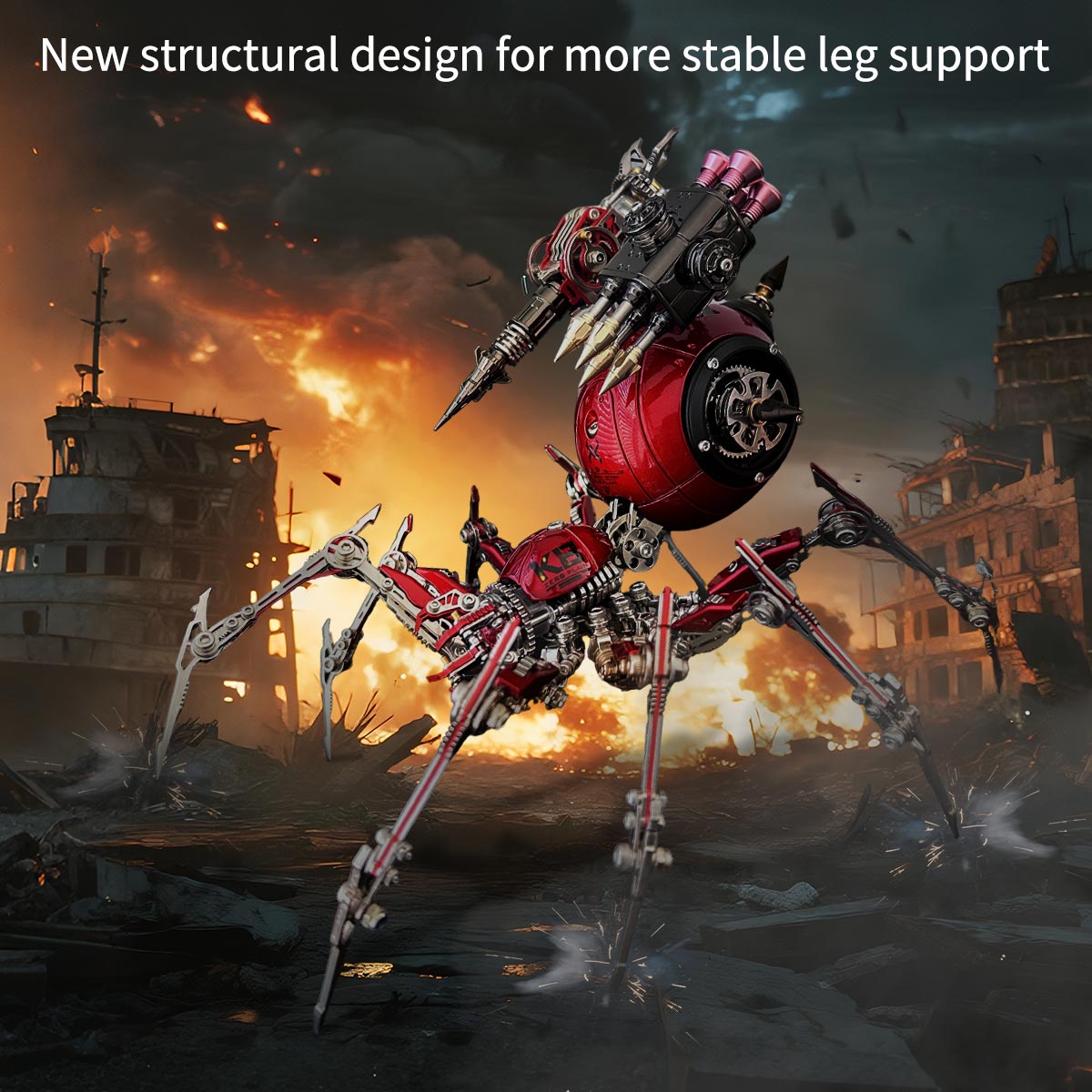 steampunk mechanical war spider 3d assembly model kit – build your own industrial arachnid artillery