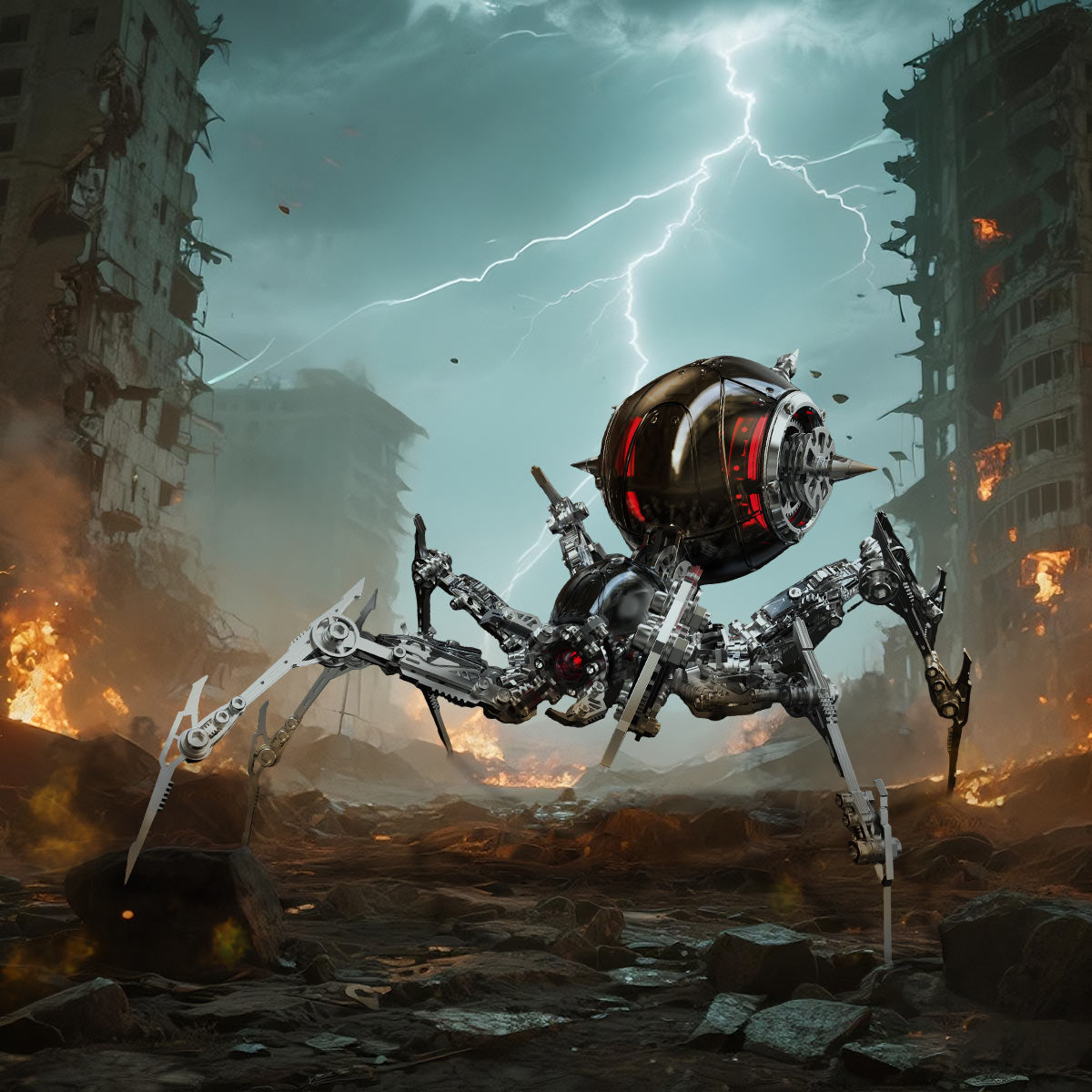 steampunk mechanical war spider 3d assembly model kit – build your own industrial arachnid artillery