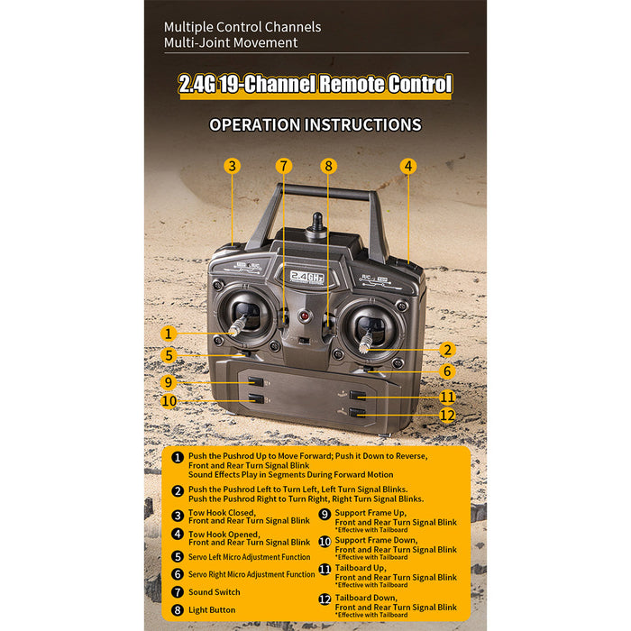 1/18 scale 6x4 770s heavy duty tractor truck - rc semi trailer model with rear wheel drive