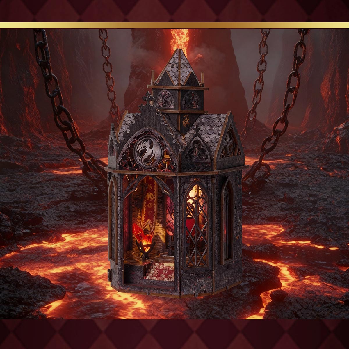 wooden tower of the dragon’s rest gothic steampunk castle 3d model kit