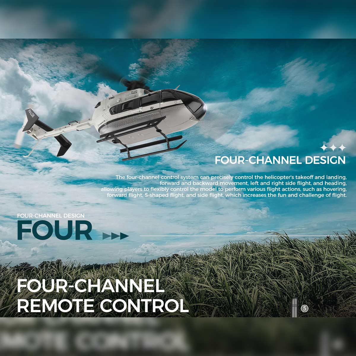 wl-k160 ec-145 160-class 2.4g 4ch 4-propeller flybarless scale rc helicopter model with adjustable left/right-hand throttle (rtf version)