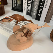 handcrafted wooden dolphin dynamic model - desktop stress relief display