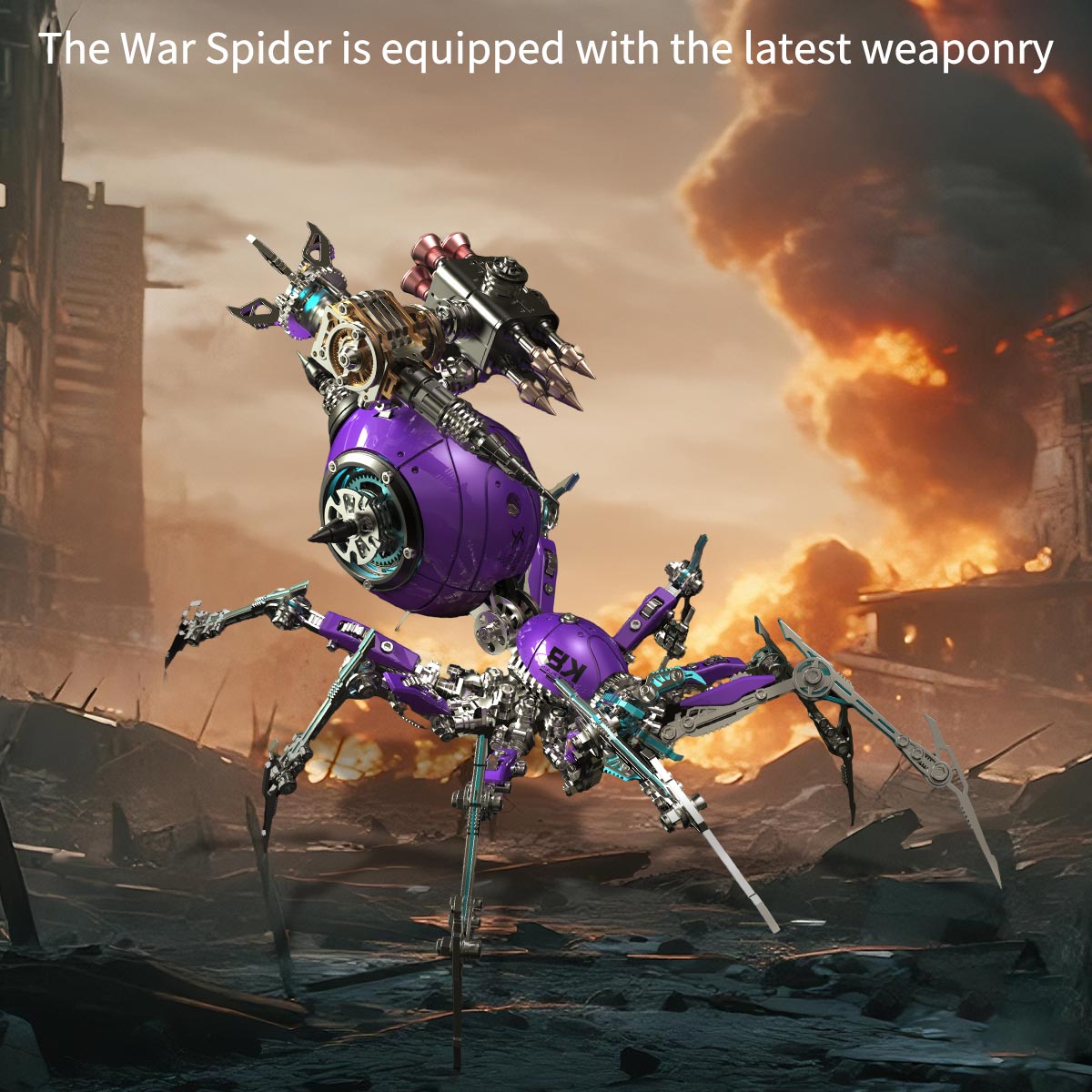 steampunk mechanical war spider 3d assembly model kit – build your own industrial arachnid artillery