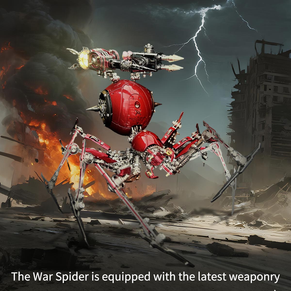 steampunk mechanical war spider 3d assembly model kit – build your own industrial arachnid artillery