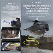 C127AI RC Helicopt, 2.4G RC 4CH Scout Drone Brushless Aircraft Model Without Aileron (RTF Version/Black) - EngineDIY