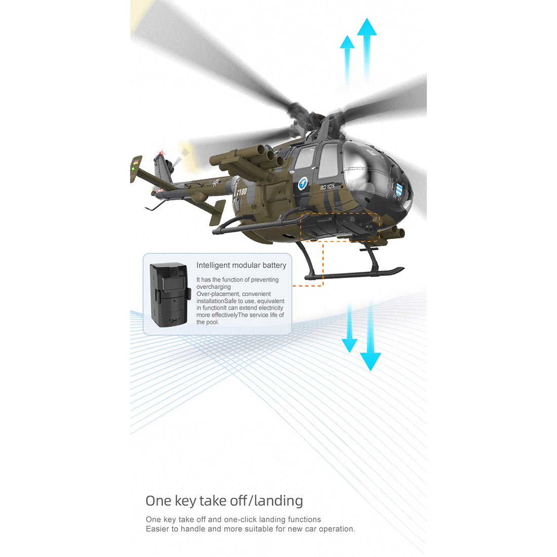 rc era c180 1/25 scale 2.4g 6ch single rotor flybarless rc helicopter model with barometer, tof lidar altitude hold & optical flow positioning (rtf version)