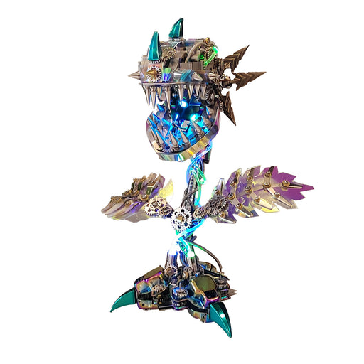 piranha plant flower 3d metal mechanical puzzle model kit with led lights