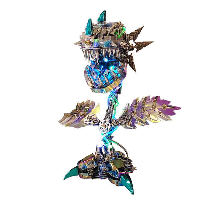 piranha plant flower 3d metal mechanical puzzle model kit with led lights