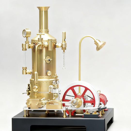 retrol se-03 working stationary mill steam engine model kit with boiler, generator and lamp stand 