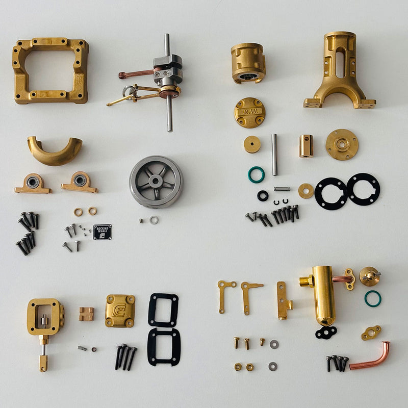 rw-bl1k mini reversible reciprocating single-cylinder live steam engine kit with boiler diy kit