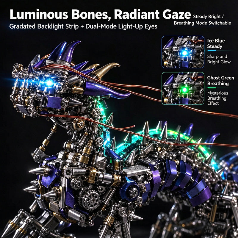 punkbuild mechanical qilin metal model kit with led lights