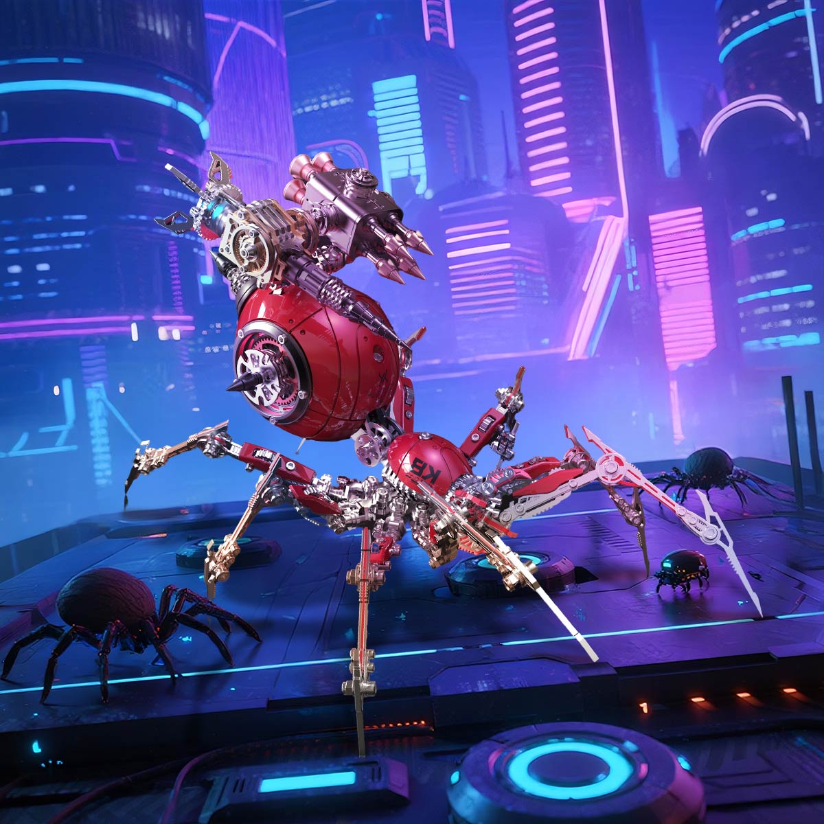 steampunk mechanical war spider 3d assembly model kit – build your own industrial arachnid artillery