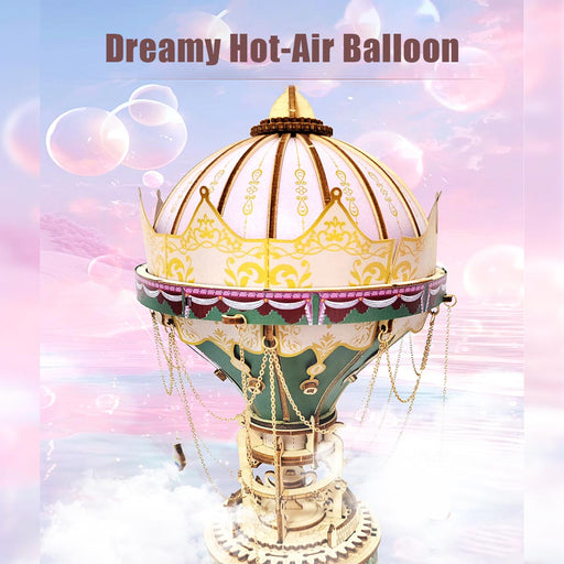 wooden diy dream hot air balloon steampunk music box model kit handcrafted gift