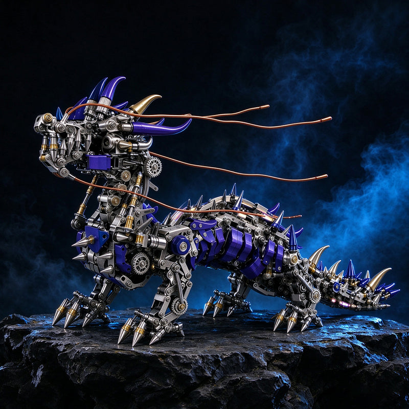 punkbuild mechanical qilin metal model kit with led lights