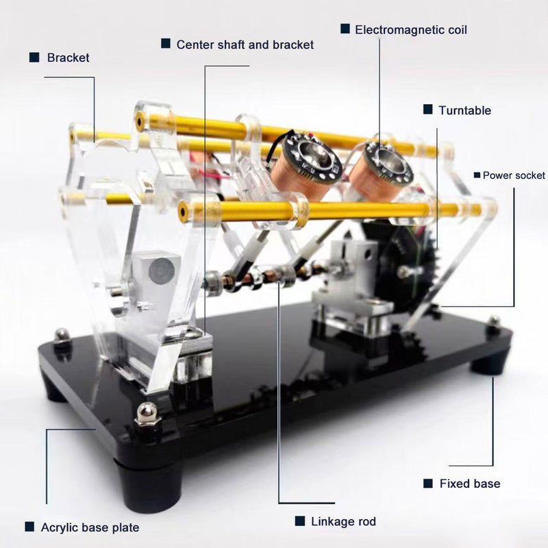 Electromagnetic Engine Model, V12 Multi Cylinder Electromagnet Motor for Physics Teaching-EngineDIY