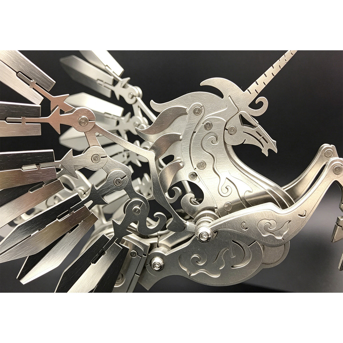 3d stainless steel mechanical unicorn diy assembly model kit, desktop decoration gift for adults and collectors