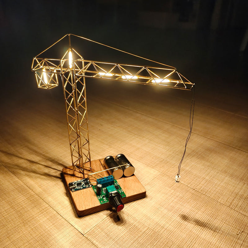 DIY Metal Wire Tower Crane Night Light Kit – STEM Display Sculpture Model Kit - EngineDIY