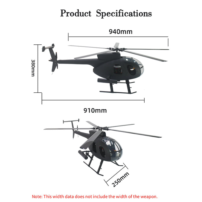 FLISHRC FL500 AH-6 Little Bird 500-Class 2.4G 6CH Scale RC Helicopter Model with L7 Flight Controller and 4-Mode Positioning GPS RTF