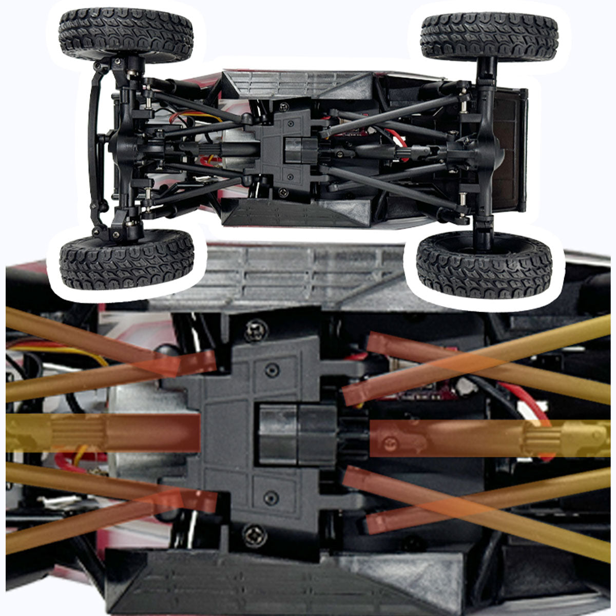 1/18 scale 2.4g 3ch 4wd tube chassis off-road rc car model with flip-up headlights