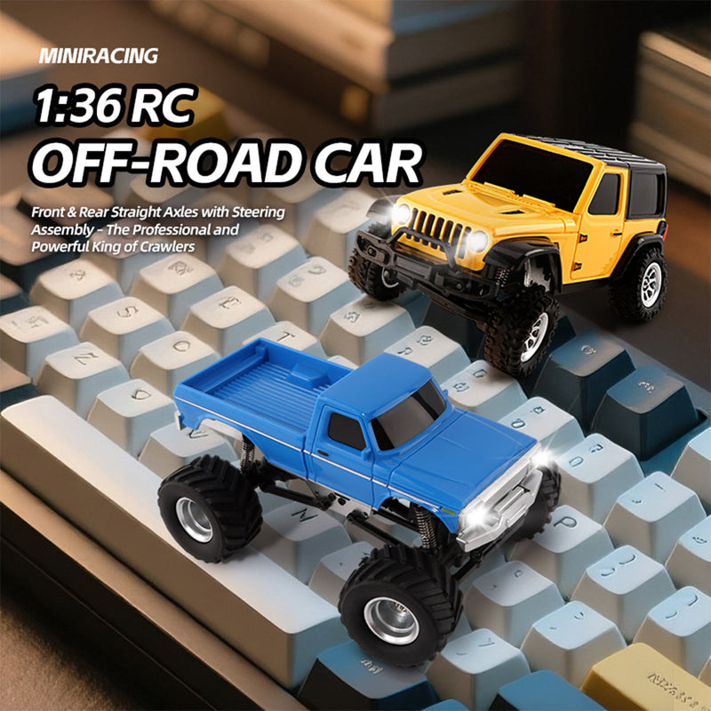 1/36 scale 2.4g 4wd proportional rc off-road car – led lights, long battery life