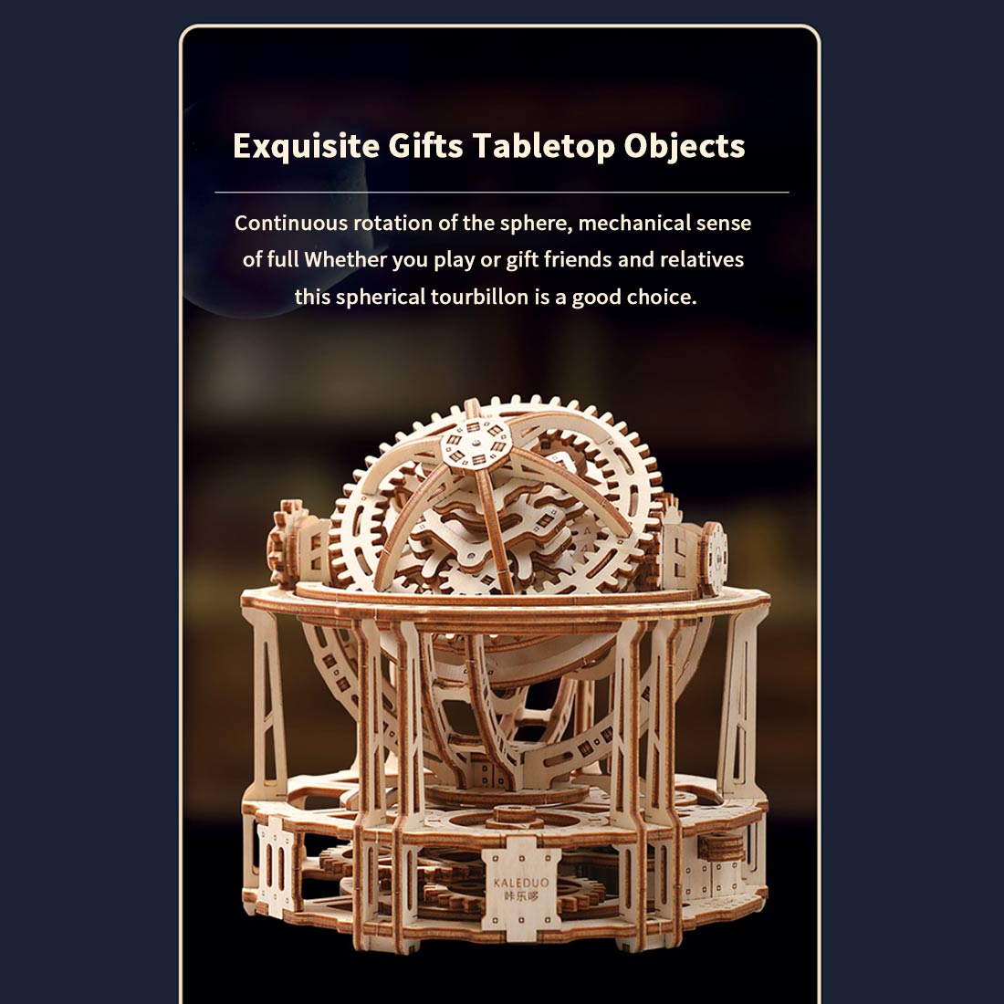 wooden tourbillon timer 3d assembly model kit with mechanical transmission