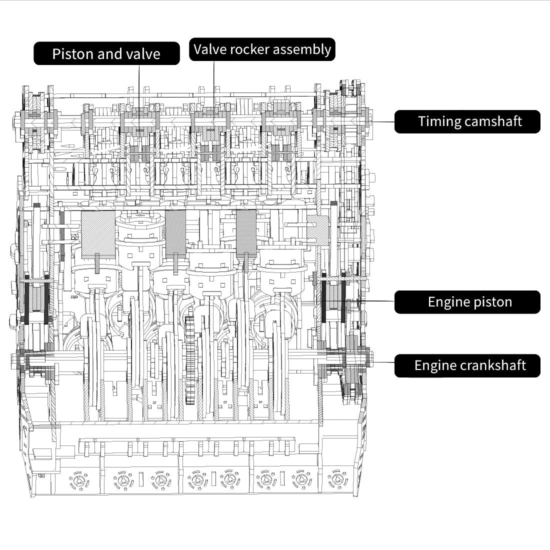 w12 running engine model kit 1400+ pcs functional 3d wooden mechanical car engine