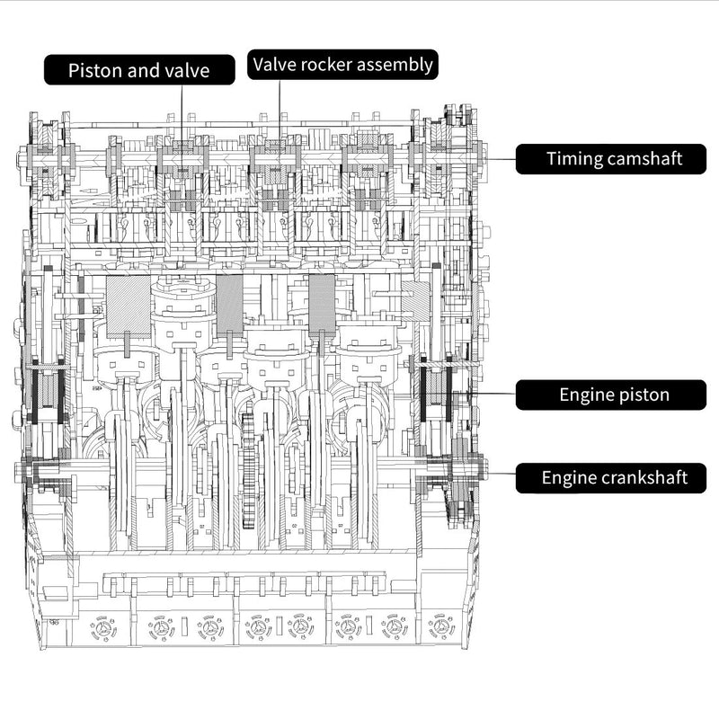 w12 running engine model kit 1400+ pcs functional 3d wooden mechanical car engine