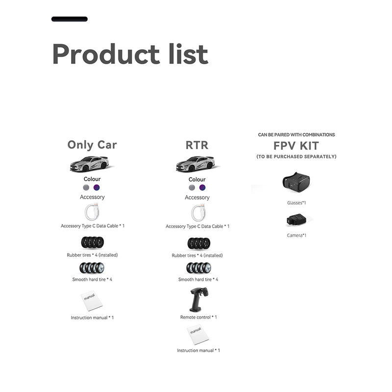 1/43 scale 2.4g full proportional 4wd rc drift car, independent suspension, simulated led lights & extended runtime - enginediy