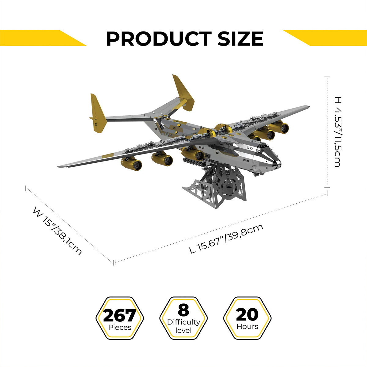 3d metal an-225 mriya aircraft model kit, collectible desktop display for aviation lovers-267pcs