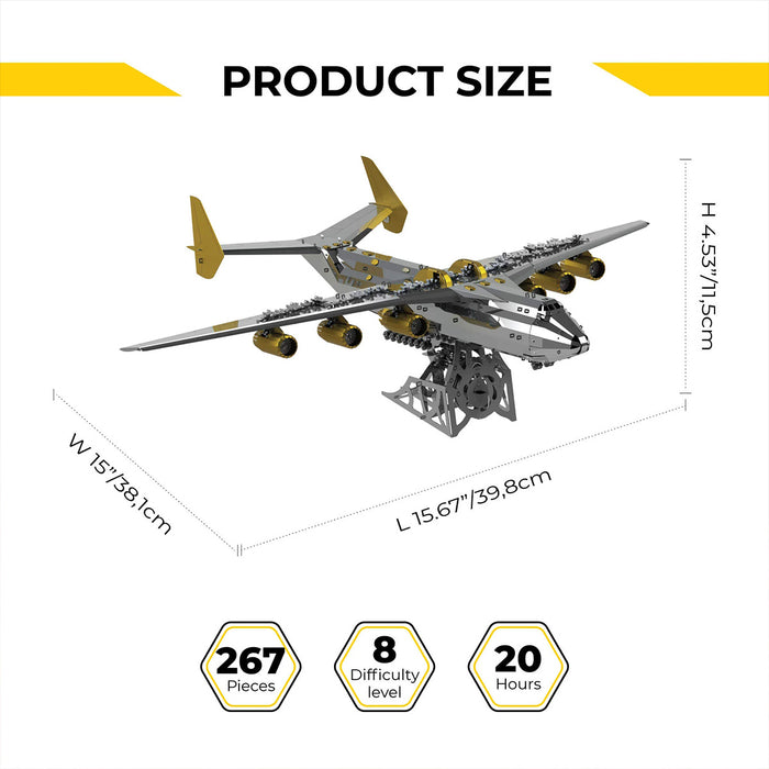 3d metal an-225 mriya aircraft model kit, collectible desktop display for aviation lovers-267pcs