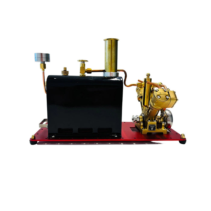 RW-BV2C Mini Reversible Reciprocating V-Type Dual-Cylinder Live Steam Engine and Boiler Model