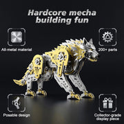 3d metal puzzle mechanical wolf kit-steampunk creature model with movable joints,desktop display collectible mechanical figure