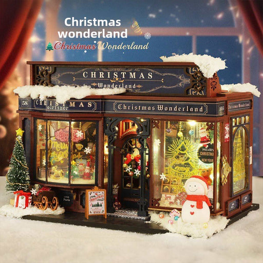 wooden christmas wonderland diy miniature house model kit